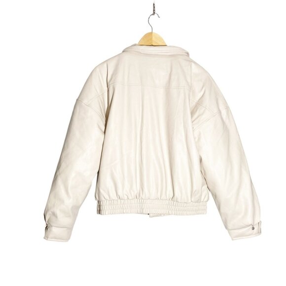 NWT Wild Pony cream vegan leather bomber jacket size L - Picture 3 of 6